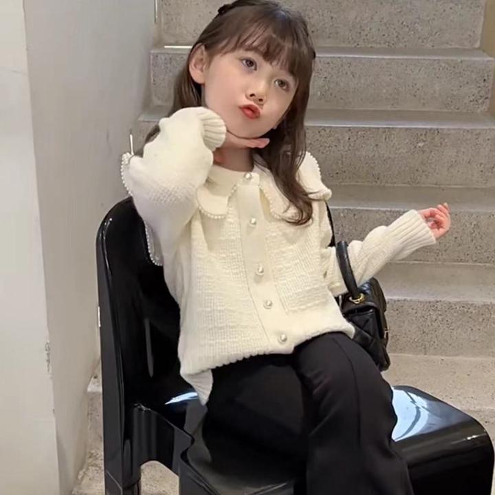 6-12岁女童开衫女童2024春装新款洋气开衫女孩针织衫时尚毛衣儿童