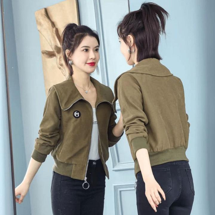 加绒双层2025新款春秋夹克韩版宽松百搭运动上衣开衫外套女