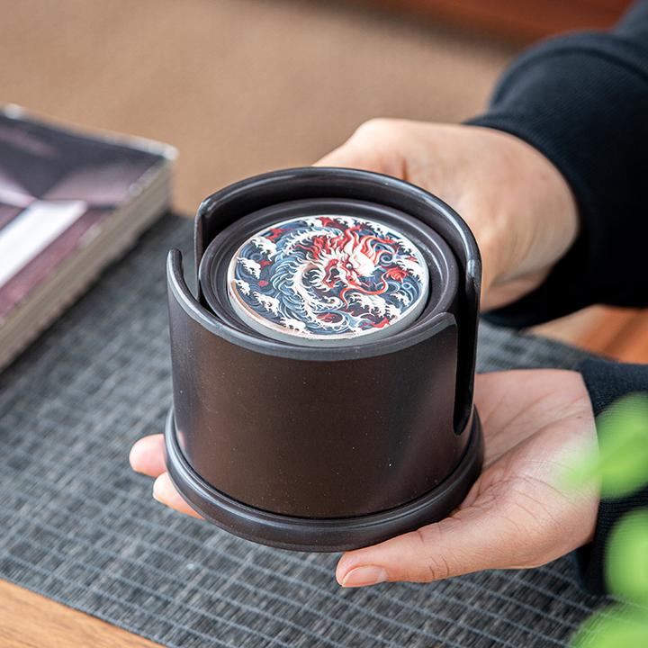远舍中式国风吸水茶杯垫陶瓷隔热垫防烫功夫茶具配件茶道茶托茶碟