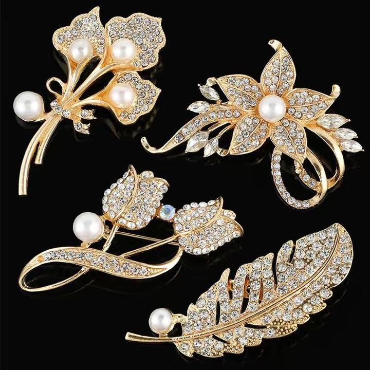 锌合金合成锆石胸针 锌合金合成锆石胸针 韩版时尚胸针防走光百搭