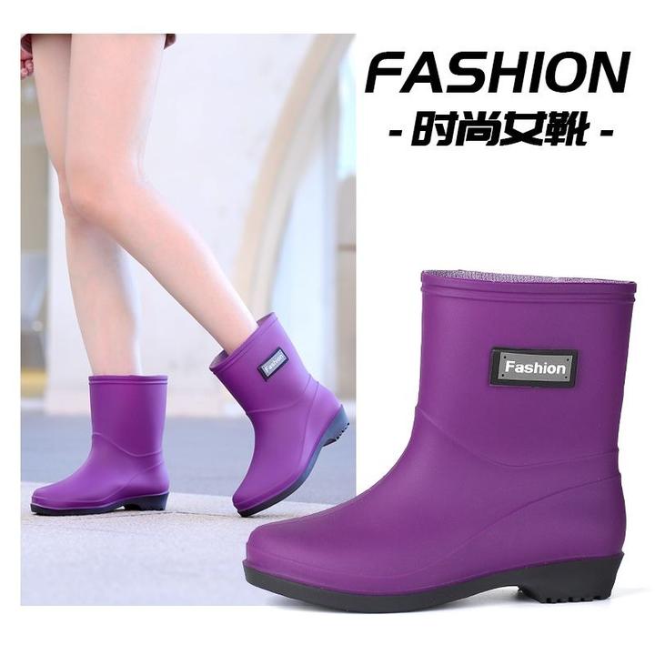 水鞋女款中筒雨鞋女2025短筒冬季防滑矮筒胶鞋防水鞋女士加绒雨靴
