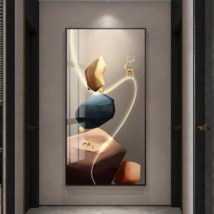 水沐金石福禄现代定制高端玄关画走廊端景沙发背景画时来运转平面