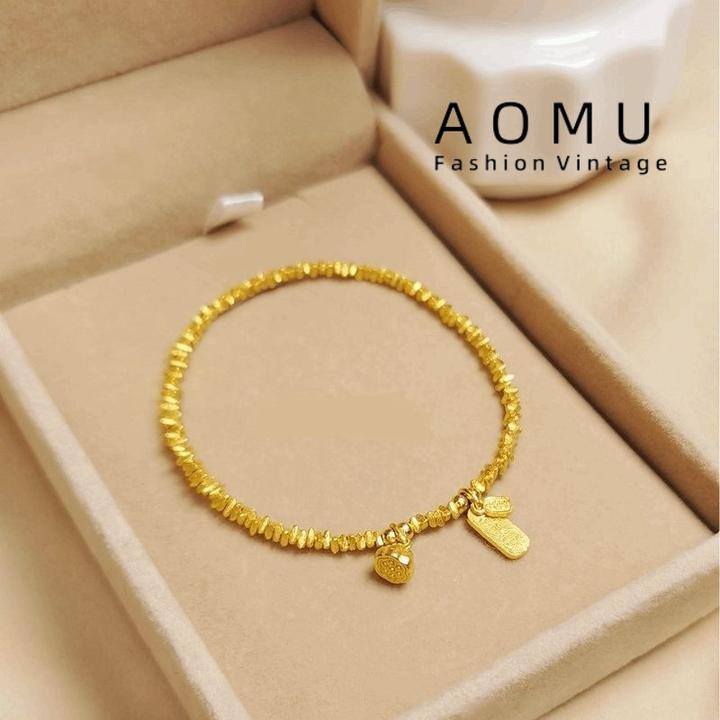 铜合金手链 AOMU新中式国潮风碎金几两手链时尚高级感碎金手链