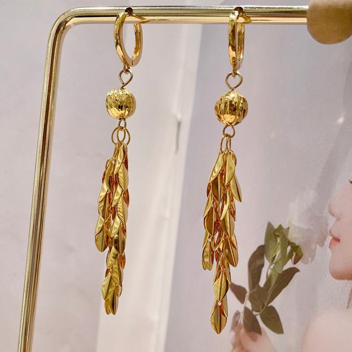 高端轻奢精致百搭麦穗耳扣时尚长款气质氛围感耳环女