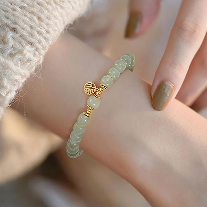 S925银福牌和田玉手串新中式玉手链高级感手饰生日礼物送女友老婆