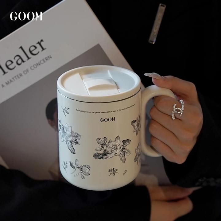 GOOM格沫趁热拿铁保温马克杯办公室咖啡杯男女高颜值带茶仓水杯子