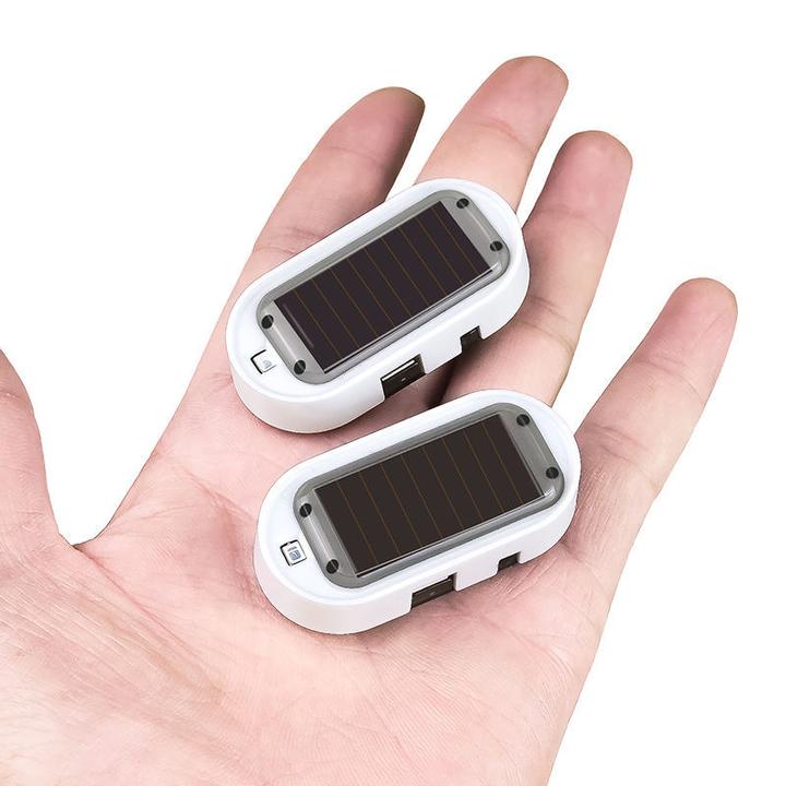 车载太阳能警示灯长续航自动充电usb两用LED灯防盗车内模拟报警器