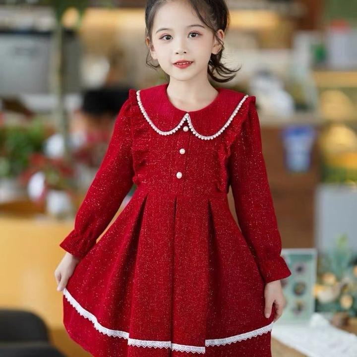 女童秋冬连衣裙2025新款洋气儿童女孩长袖保暖冬款公主裙