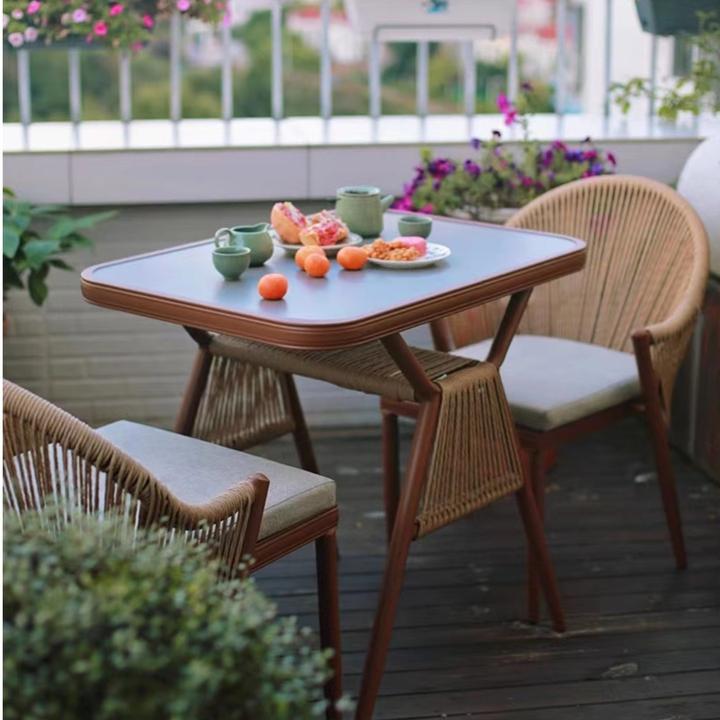 禅意桌椅休闲藤椅茶桌组合户外可收纳室内一桌二椅防水茶桌椅创意