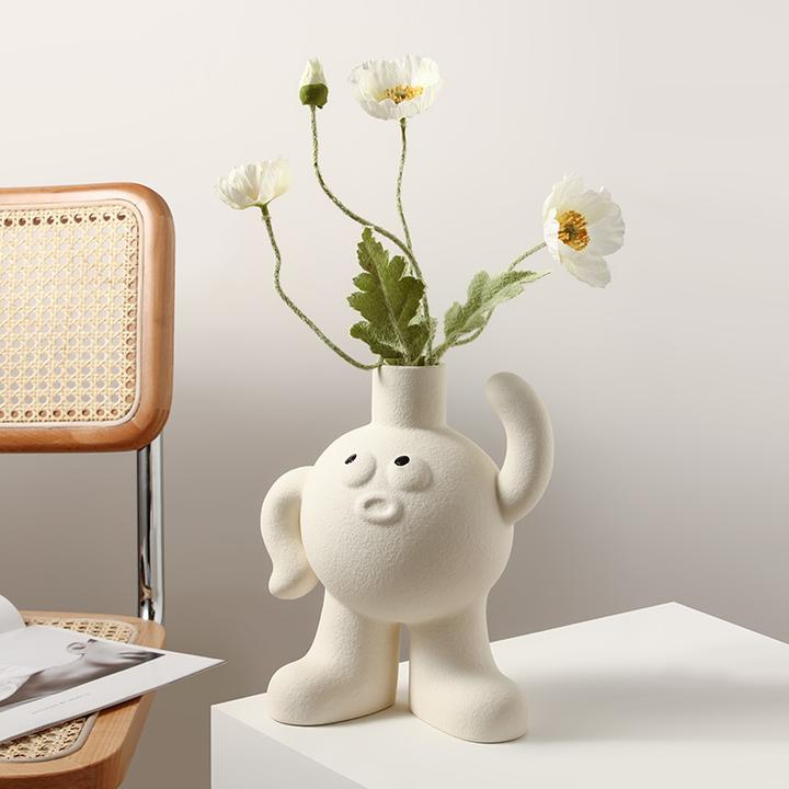 贝汉美ins风大脚丫花瓶客厅摆件插花家居卧室餐桌高级感陶瓷装饰