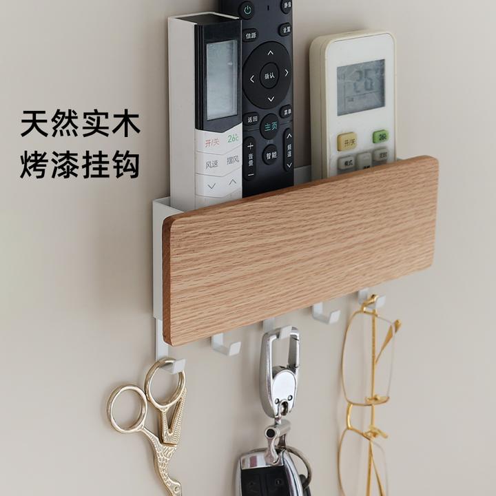 钥匙挂钩入户门磁吸收纳盒金属防盗门后玄关门口免打孔置物架木质