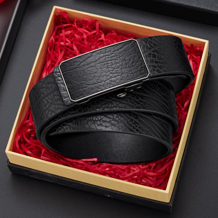 英皇保罗男士皮带真皮无牙内穿自动扣新款纯牛皮年轻人商务裤腰带