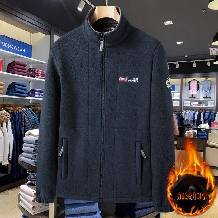 Tommy汤米摇粒绒卫衣男士秋冬加绒加厚保暖户外运动休闲立领外套