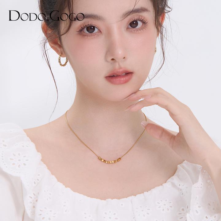 DODOGOGO 钛钢项链 镀k金【小方糖】日常百搭简约秋冬项链首饰