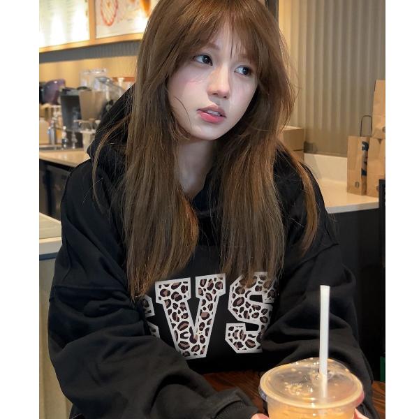 【帝韵】秋冬季豹纹字母印花国潮情侣款男女宽松上衣连帽衫加绒加厚