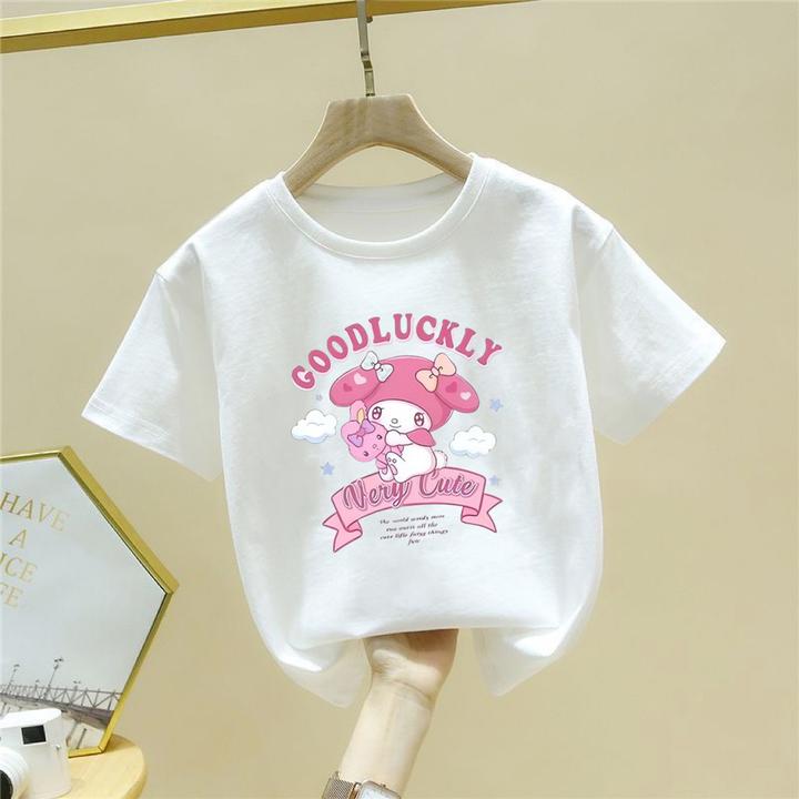 童装女童库洛米衣服夏季新款中小童100%纯棉T恤短袖半袖女宝宝t恤