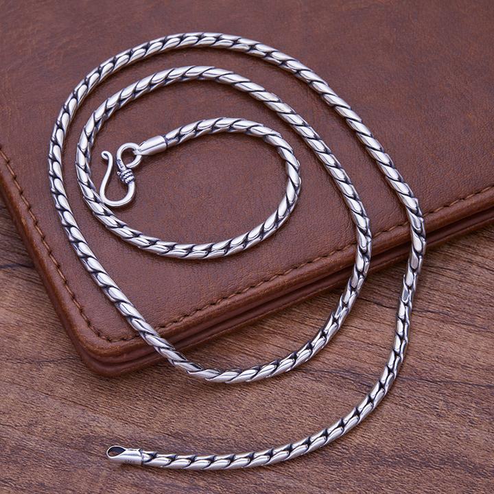 链子925银 情侣男士手工时尚复古个性百搭欧美潮流霸气银项链男款