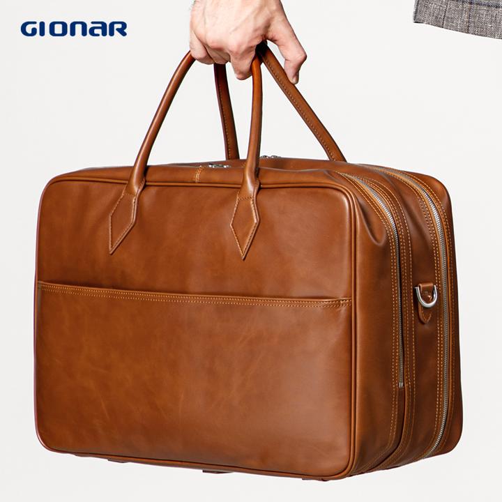 GIONAR商务行李袋手提包休闲大容健身收纳包量出差真皮旅行包男士