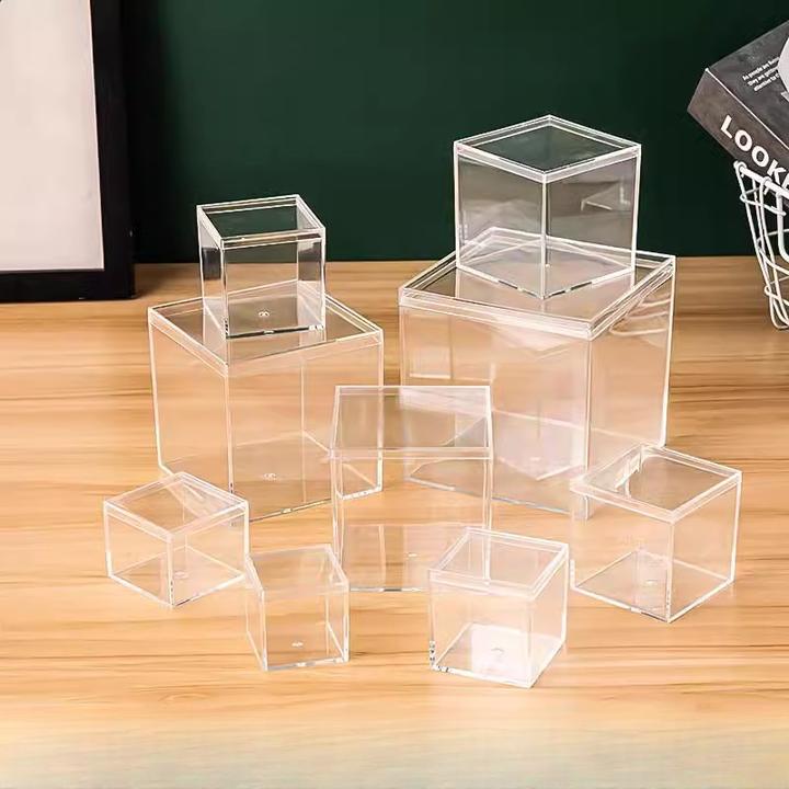 高透明正方形透明塑料收纳盒带盖一体亚克力造景宠物饲养透明盒子
