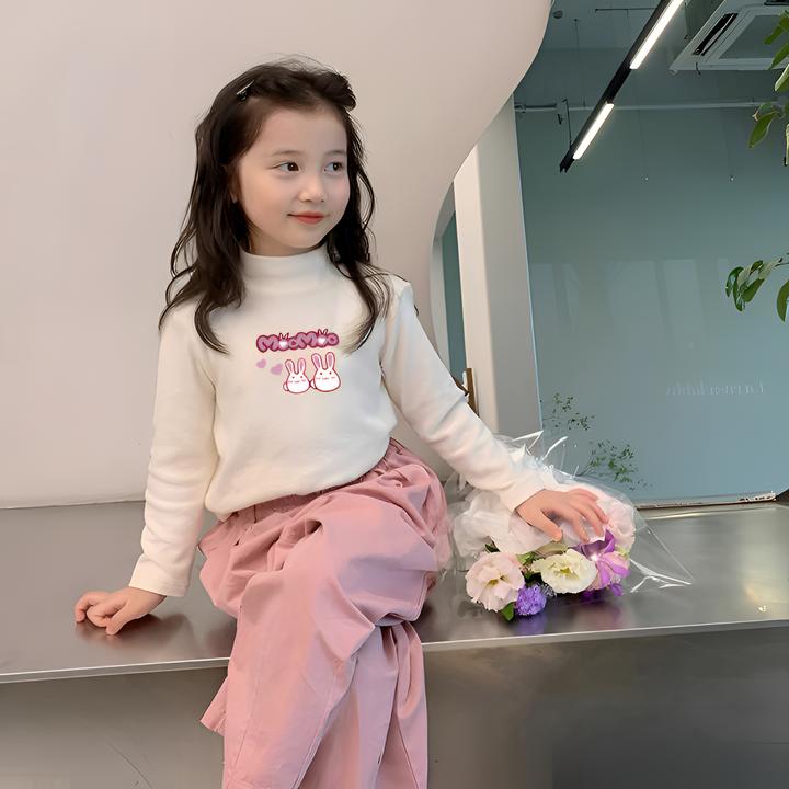 儿童衣服德绒T恤长袖内搭打底衫女童童装秋冬高领中大童宝宝上衣