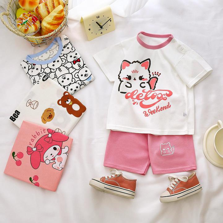 儿童短袖套装婴儿夏季新款女宝宝男童夏装T恤女童薄款小童两件套