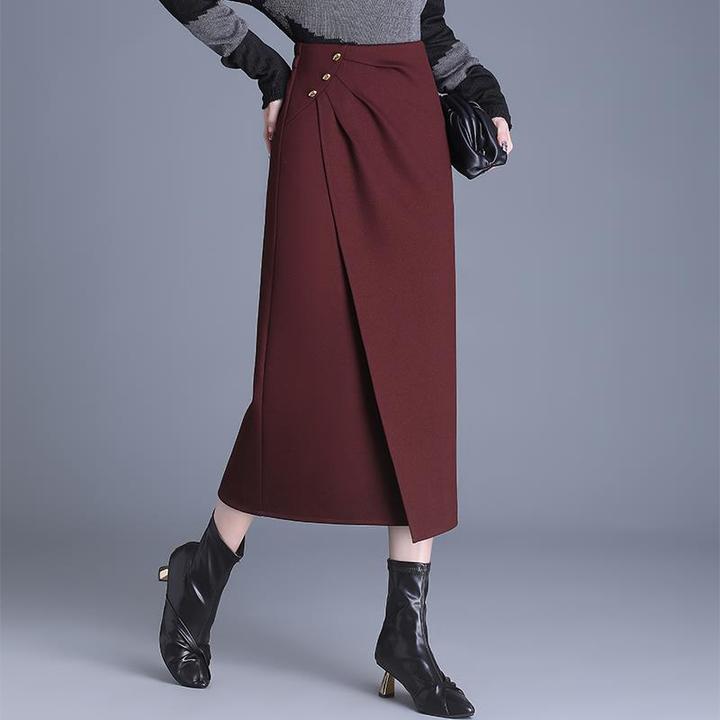 设计感直筒半身裙秋冬女装新款西装半裙女时尚通勤一步中长包臀裙