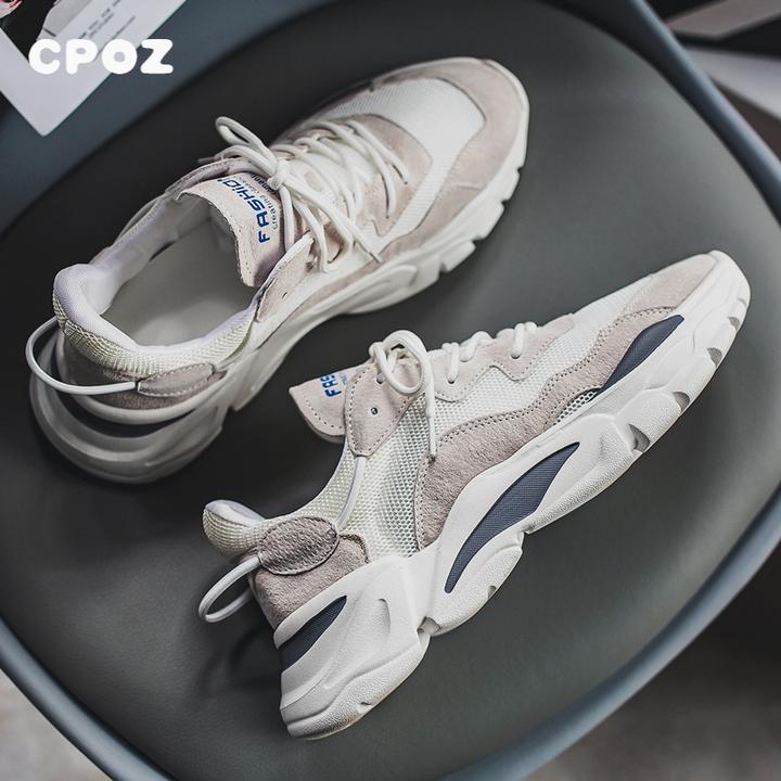 CPOZ高能感运动鞋男秋季网面透气跑步鞋潮轻便软底防滑老爹鞋子