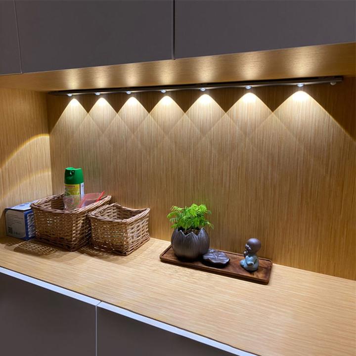 led人体感应智能橱柜灯充电式免布线酒柜衣柜氛围磁吸灯带条超薄