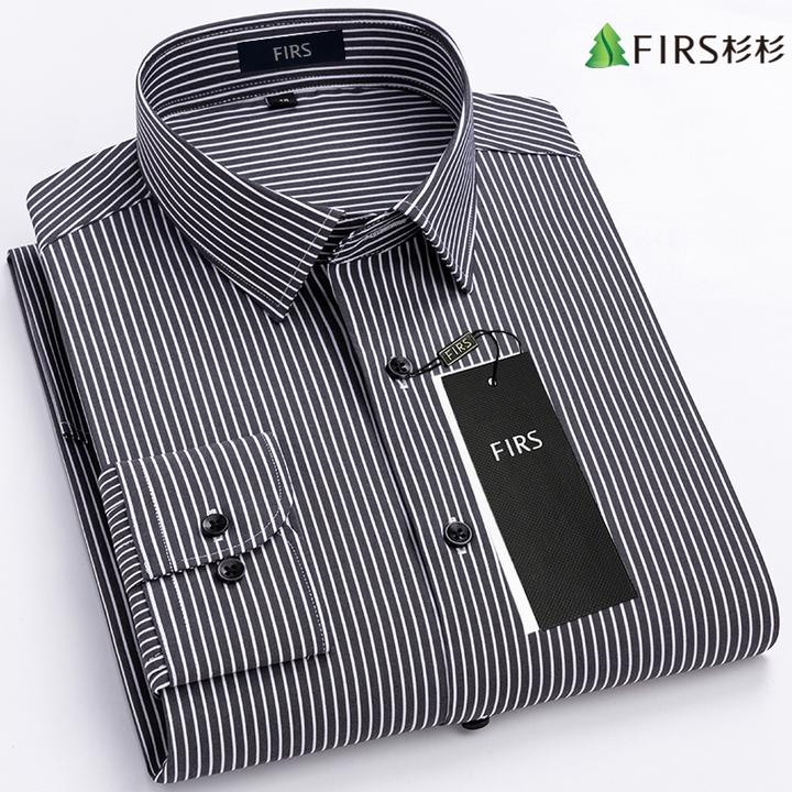 杉杉男装高端上档次衬衣中青年男士商务休闲时尚百搭条纹弹力衬衫