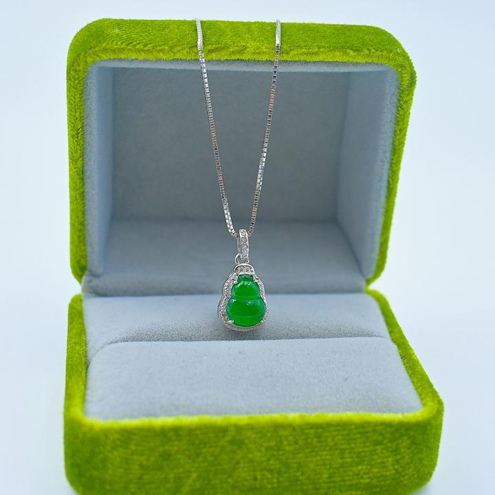 【臻禧珠宝】天然A货S925银葫芦含链主石7葫芦翡翠保真基地翡翠项链