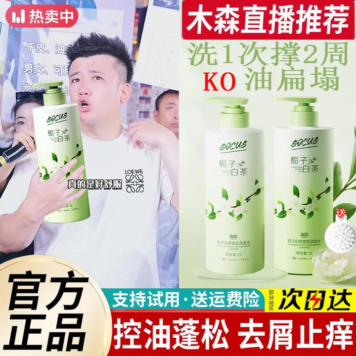 【木森推荐】栀子白茶洗发水控油蓬松去屑止痒持久留香洗头膏露正品