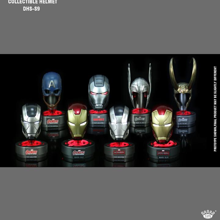 正版漫威KA钢铁侠美队雷神洛基小头盔发光迷你手办汽车摆件绝版货