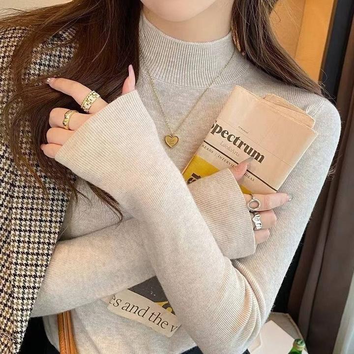 半高领毛衣女秋冬修身显瘦内搭针织衫2024新款长袖百搭打底衫上衣