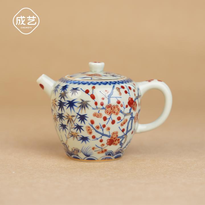 成艺四季发财单壶陶瓷家用描金泡茶套装复古茶壶套组轻奢中式