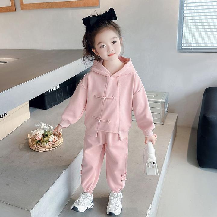 女童套装春秋季2025新款儿童洋气休闲国风运动装小女孩网红两件套