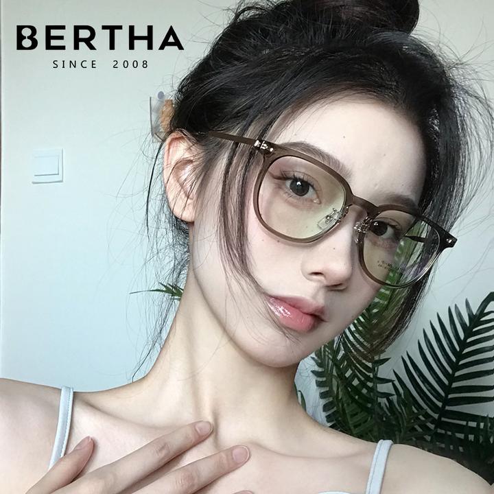 冷茶色眼镜近视女可配度数超轻防蓝光素颜大框眼睛框架方圆显脸小