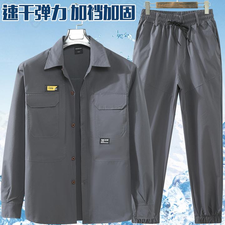 夏季薄款户外长袖男士男款工作服看球透气宽松迷彩耐磨凉爽工装
