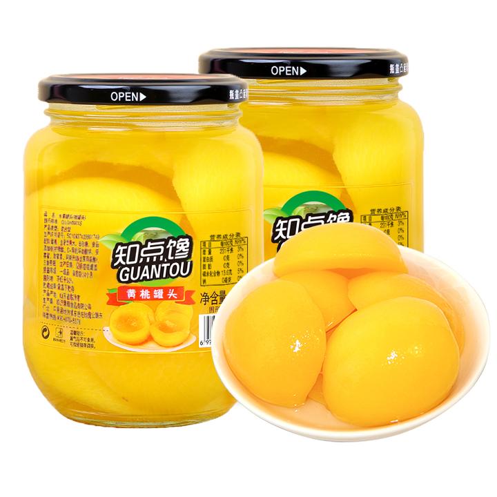 【到手4瓶】知点馋开盖黄桃罐头新鲜水果罐头510g*4瓶即食罐头