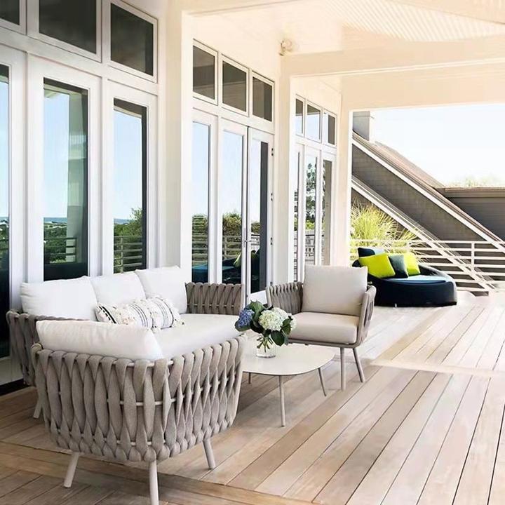 TICEENA户外藤椅三人沙发防晒防水茶几组合阳台庭院露台休闲藤编