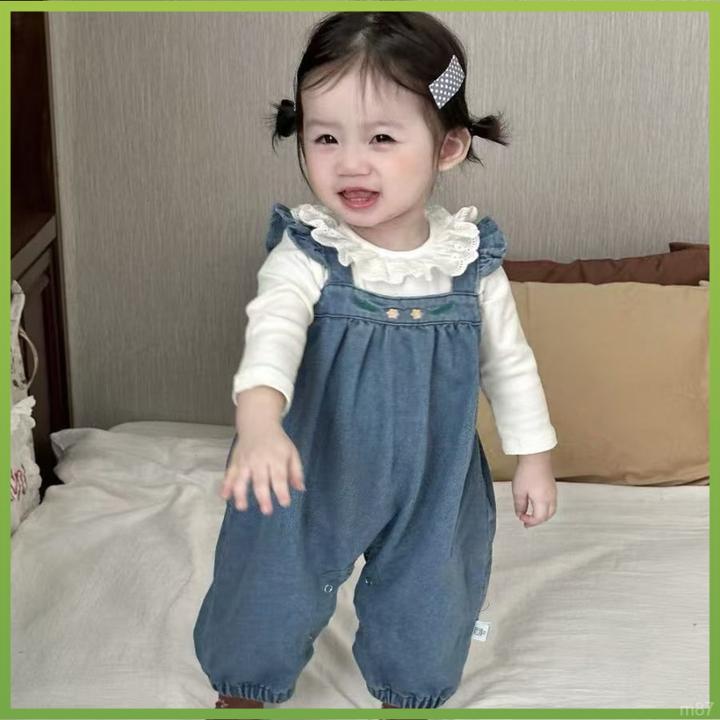 韩版婴儿背带裤套装婴儿分体背带套装女童背带连体裤套装婴儿女宝