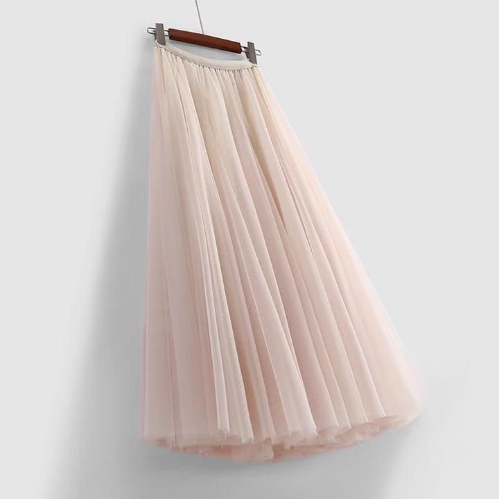 高腰网纱裙半身裙A字版型720度大裙摆广场舞新疆舞秋冬新款长裙子