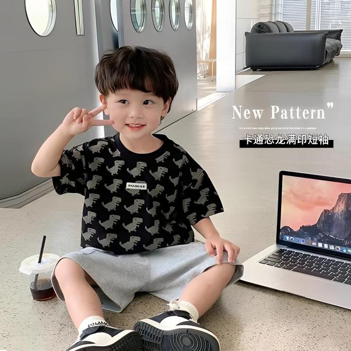 DEYAO/得遥男童t恤短袖夏季2025年新款帅气夏装男女宝宝上衣儿童