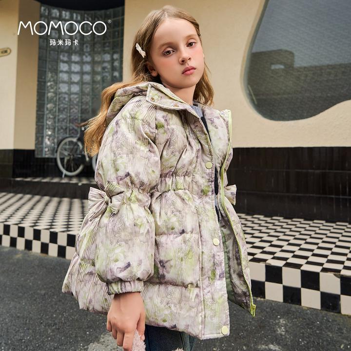 MOMOCO冬季新款女童洋气中长款外套90绒羽绒服75830102024