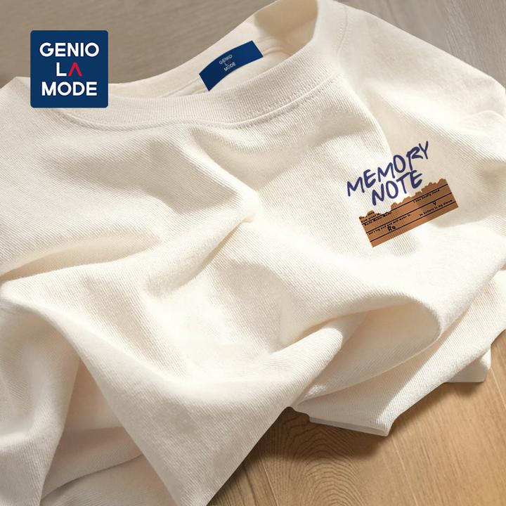 GENIOLAMODE美式休闲短袖t恤男圆领复古男士宽松大码纯棉半袖上衣