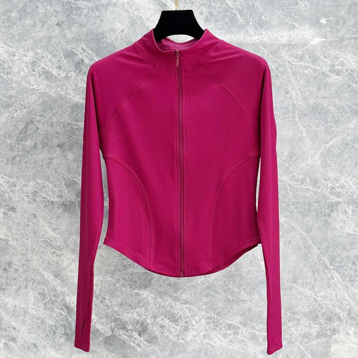 立领瑜伽外套女速干弹力紧身显瘦初秋新款纯色户外运动瑜伽服上衣