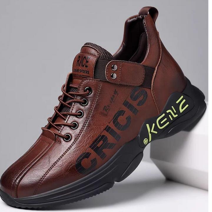 高端品质时尚运动休闲皮鞋男鞋真皮隐形内增高6cn潮流8cm百搭