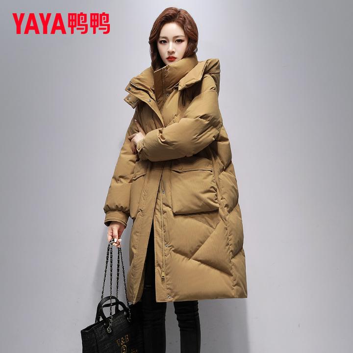 YAYA/鸭鸭长款羽绒服女2025新款冬季时尚休闲宽松加厚保暖外套