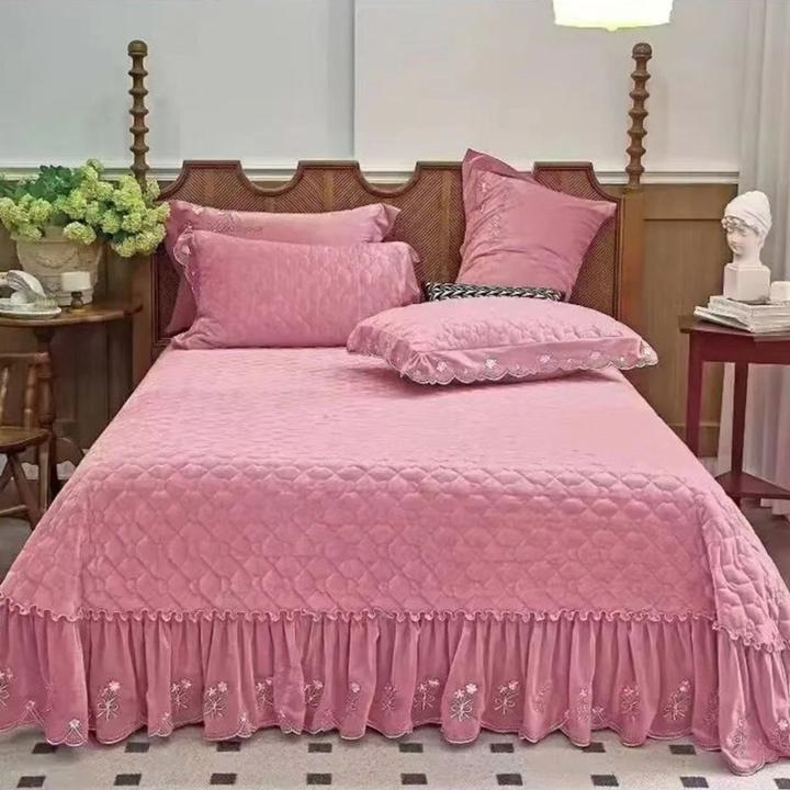 繁花（刺绣床盖）加绒刺绣床盖牛奶绒婴儿绒加厚高端床罩-总