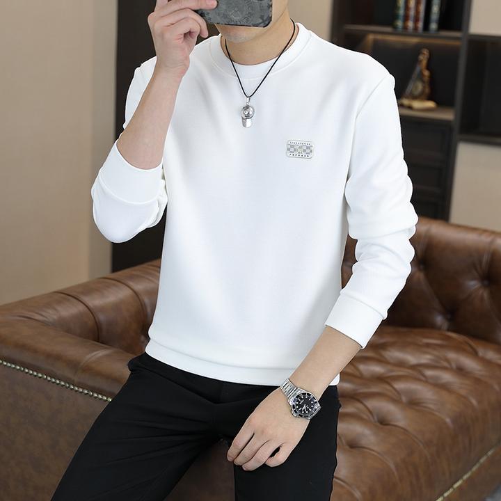 男士卫衣秋冬款t恤秋冬季新款加绒加厚百搭长袖圆领上衣套头上衣