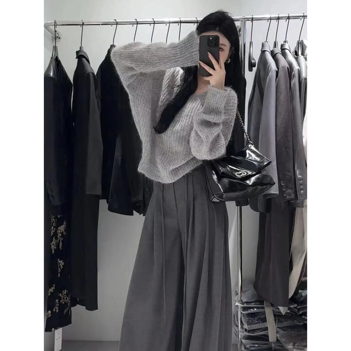 气质淑女高级感百搭女上衣长裤学院风小个子秋装丁达尔穿搭2024年